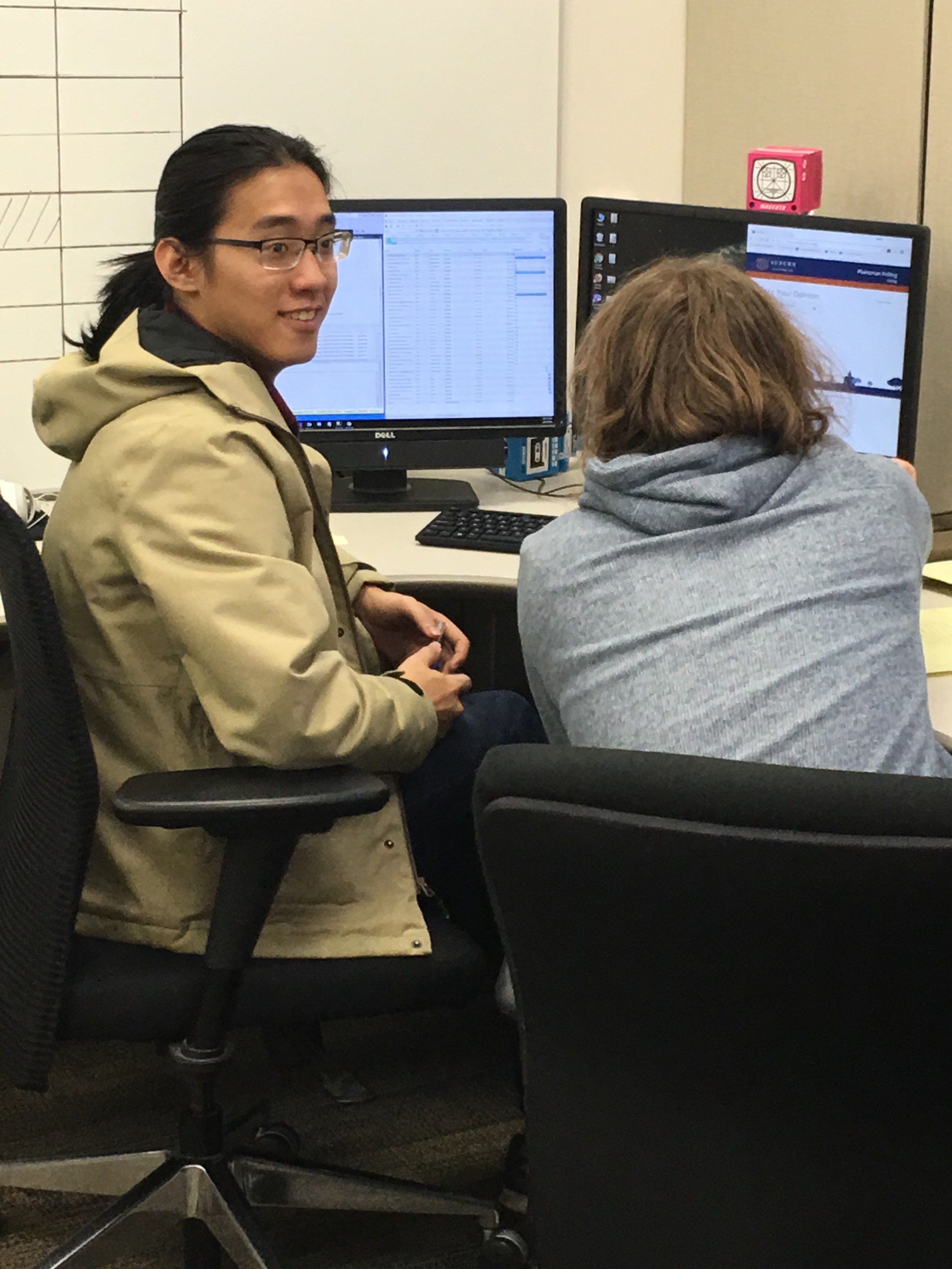 Students working at the Election Command Center